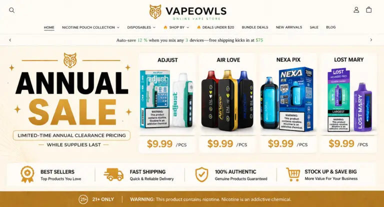 annual vape sale — disposables from $9.99 vapeowlsbanner2