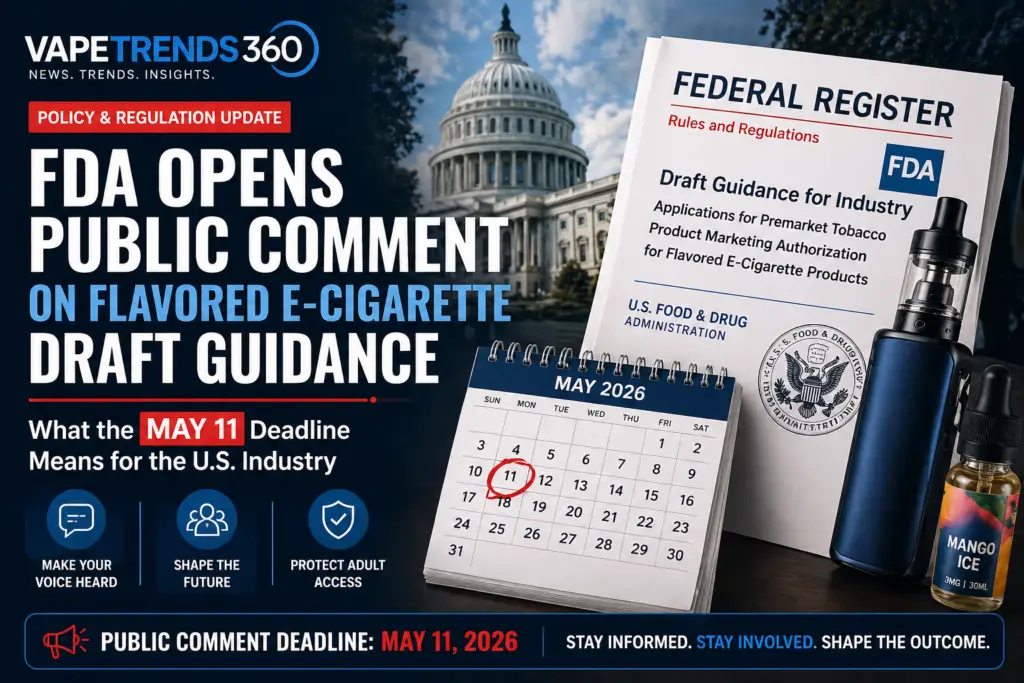 fda opens public comment on flavored e cigarette draft guidance what the may 11 deadline means for the u.s. industry