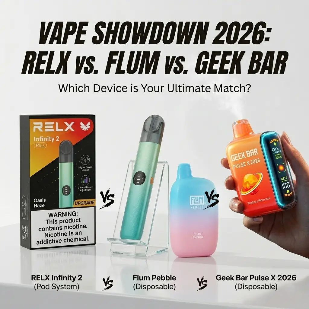 RELX Infinity 2 vs Flum Pebble vs Geek Bar Pulse X 2026