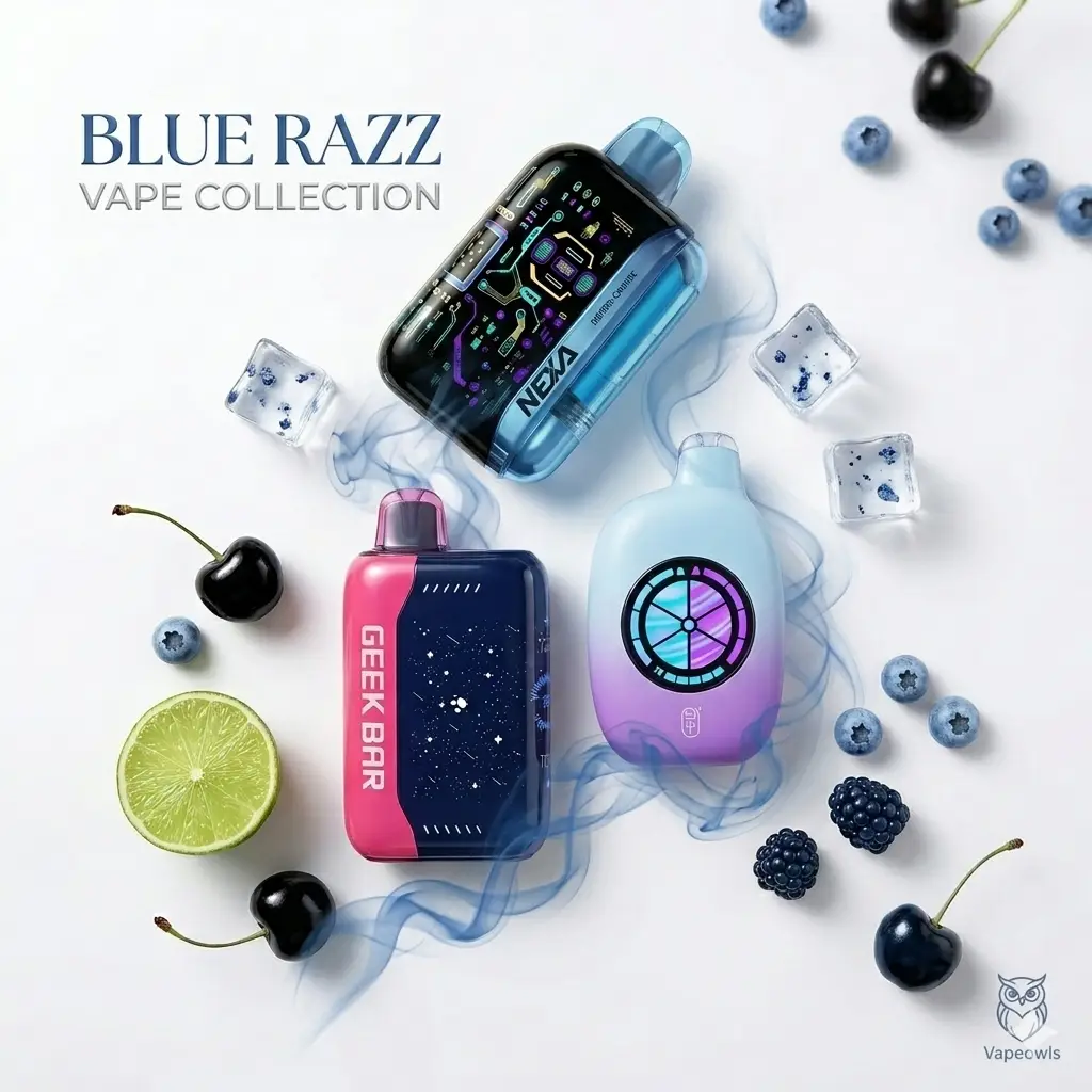 vapeowls blue razz ice collection