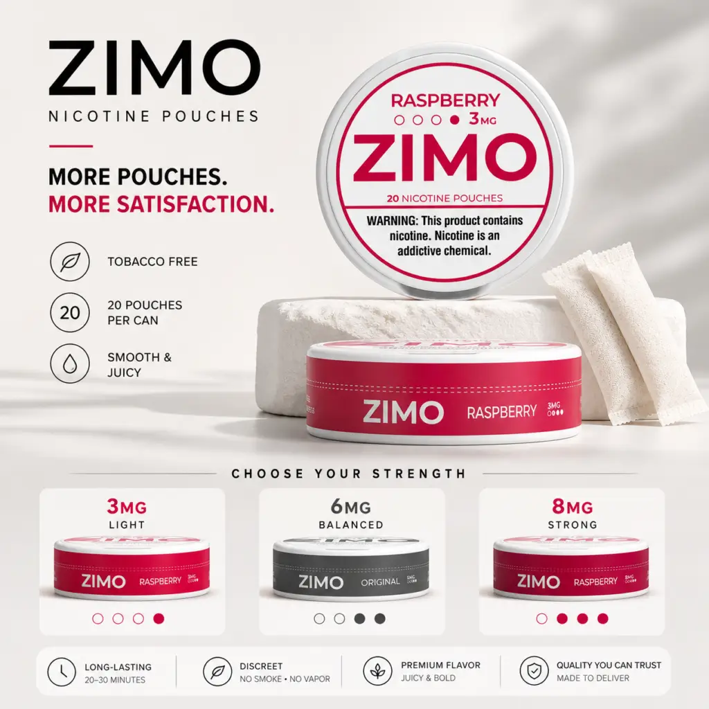 zimo nicotine pouches wholesale b & j wholesale 3mg, 6mg & 8mg