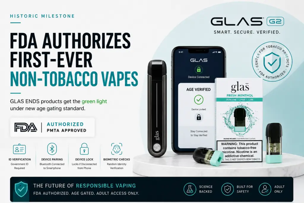 fda authorizes first ever non tobacco vapes glas ends get green light under new age gating standard-vapetrends360