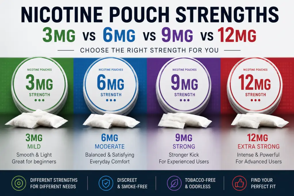 3mg vs 6mg vs 9mg vs 12mg Nicotine Pouches What Do the Strenths Mean | VapeTrends360 3mg Vs 6mg Vs 9mg Vs 12mg Nicotine Pouches What Do the Strenths Mean